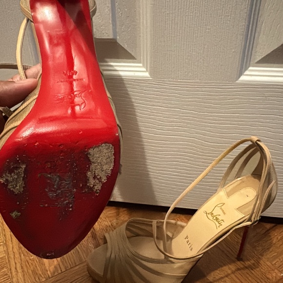 Christian Louboutin Nude Strappy Heels - Picture 1 of 1